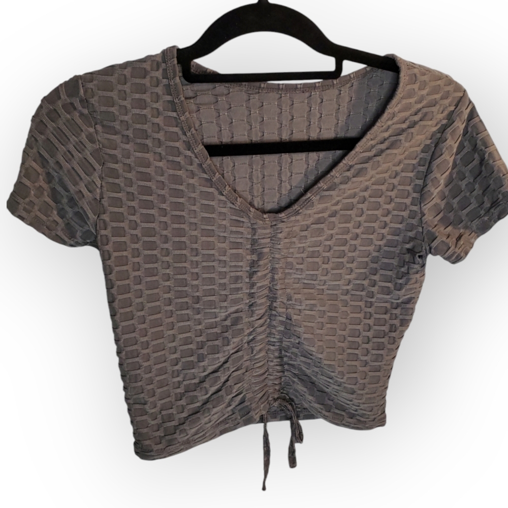 V-neck Cinched front grey  size L/XL